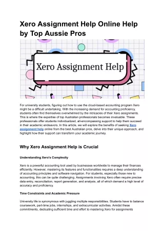 xero assignment help online help by top aussie