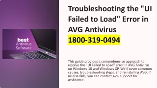 1800–319–0494 How to Fix AVG “UI Failed to Load” Error on Windows 10 and XP