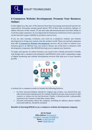 Importance of website development to improve E-commerce business – ROILift