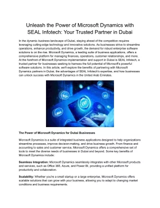 Microsoft Dynamics Partners in Dubai