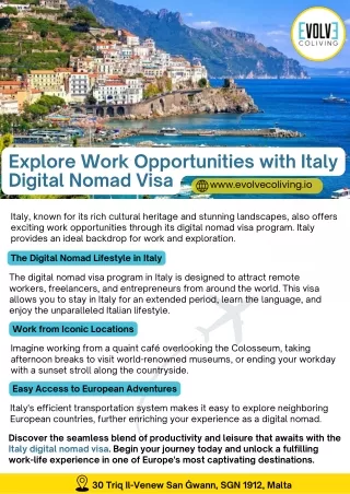 Explore Work Opportunities with Italy Digital Nomad Visa