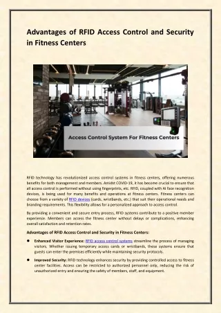 advantages of rfid access control and security