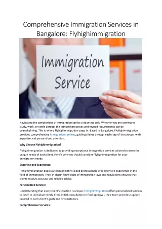 Comprehensive Immigration Services in Bangalore