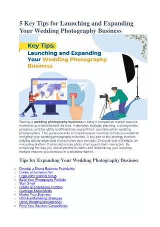 5 Key Tips for Launching and Expanding Your Wedding Photography Business