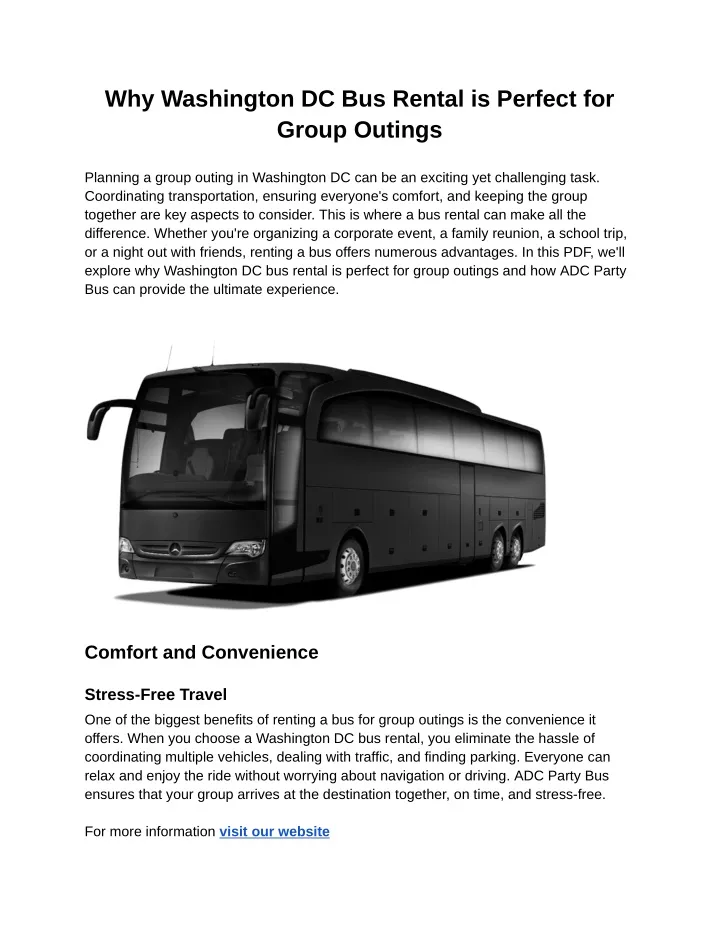 why washington dc bus rental is perfect for group