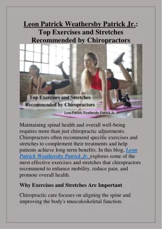 Leon Patrick Weathersby Patrick Jr. Top Exercises and Stretches Recommended by Chiropractors