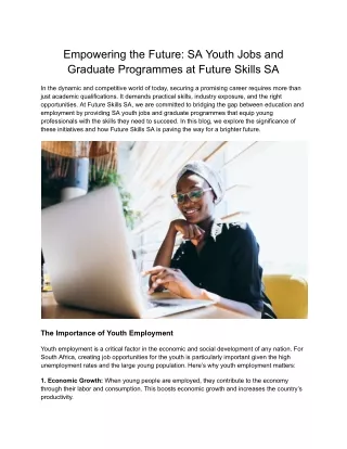 empowering the future sa youth jobs and graduate