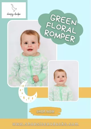 Baby Green Floral Romper - Sleepy Ducks