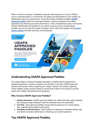 The Best USAPA Approved Paddles for Your Game