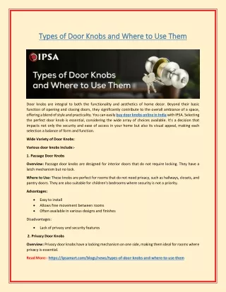 Types of Door Knobs and Where to Use Them