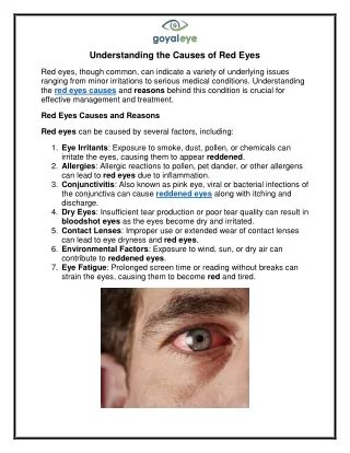 Top Red Eyes Treatment in Delhi - Goyal Eye Hospital