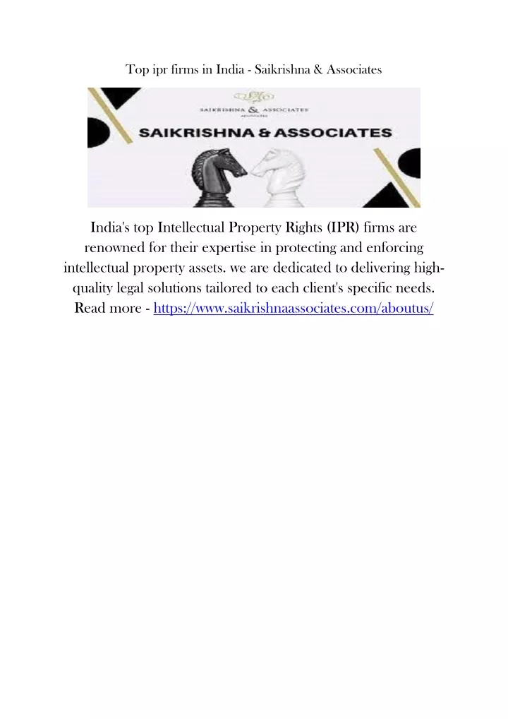 top ipr firms in india saikrishna associates