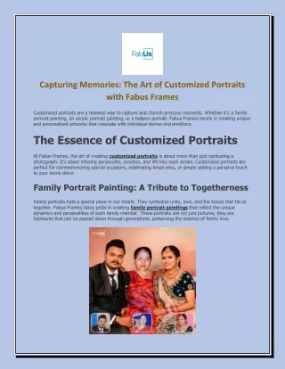 Capturing Memories The Art of Customized Portraits with Fabus Frames