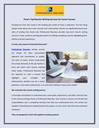 Pune’s Top Resume Writing Services for Career Success