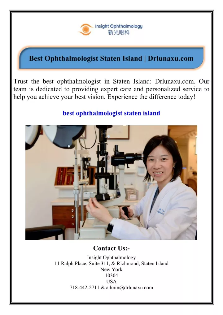 trust the best ophthalmologist in staten island