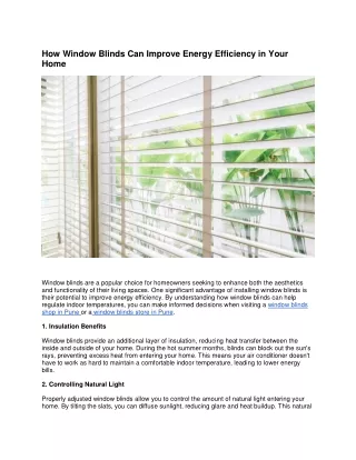 How Window Blinds Can Improve Energy Efficiency in Your Home