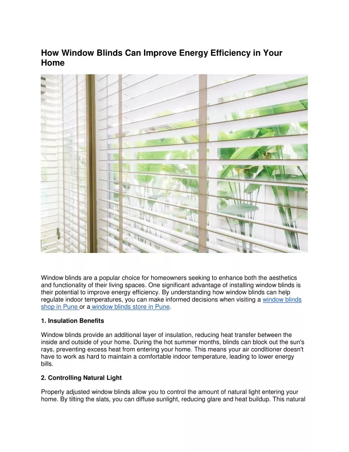 how window blinds can improve energy efficiency