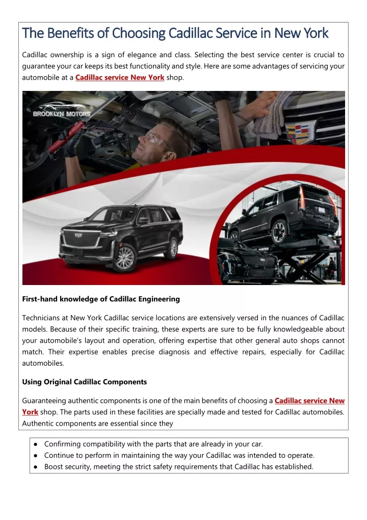 the benefits of choosing cadillac service