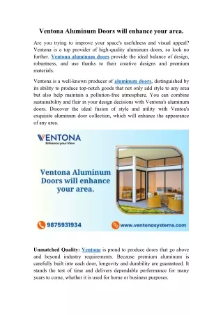 Ventona Aluminium Doors