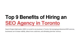 Top 9 Benefits of Hiring an SEO Agency in Toronto
