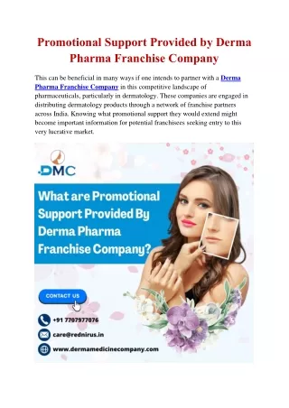 Promotional Support Provided by Derma Pharma Franchise Company