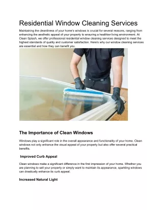 Residential Window Cleaning Services