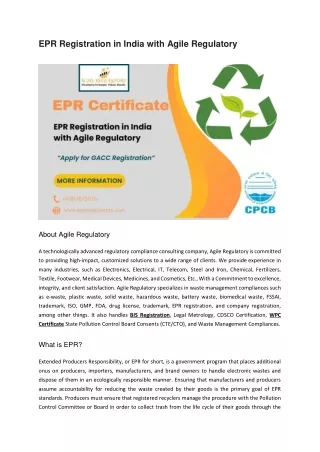 EPR Registration in India with Agile Regulatory