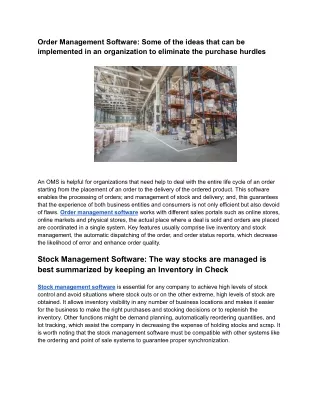 Order Management Software_ Some of the ideas that can be implemented in an organization to eliminate the purchase hurdle