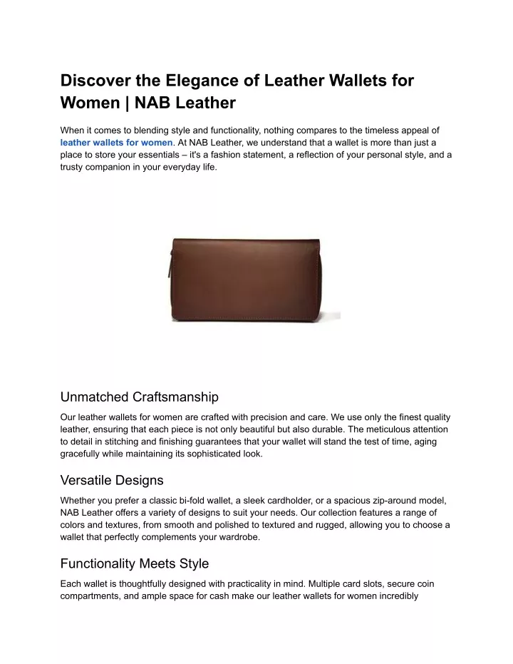 discover the elegance of leather wallets