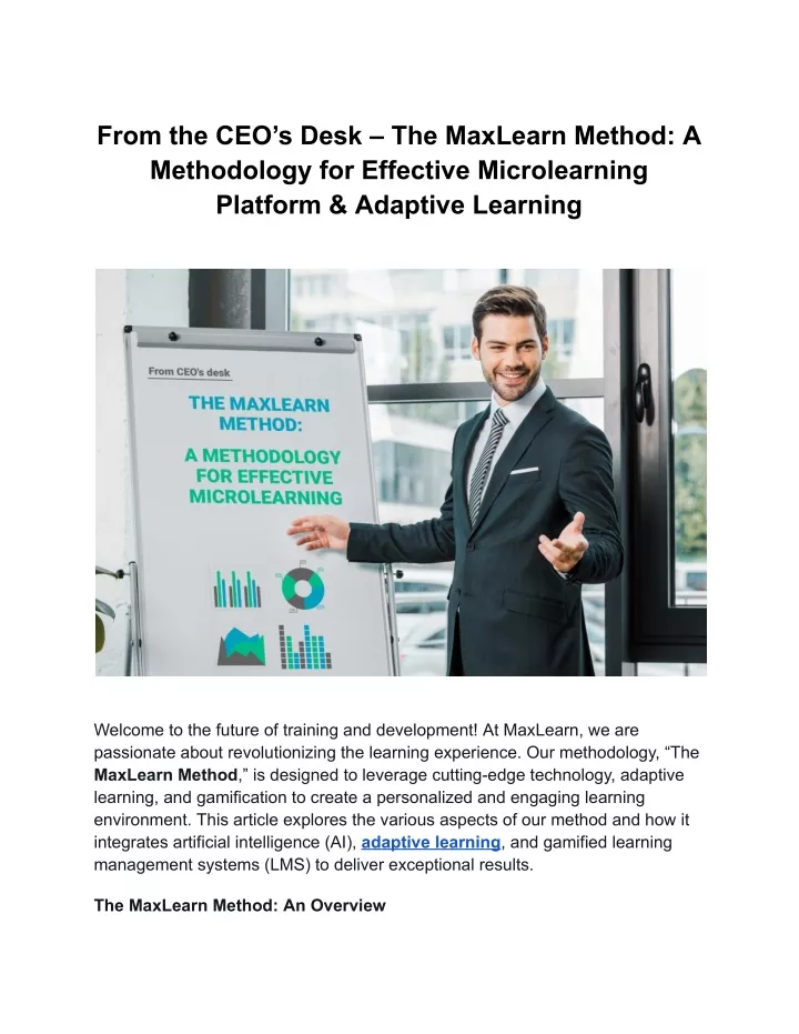 from the ceo s desk the maxlearn method