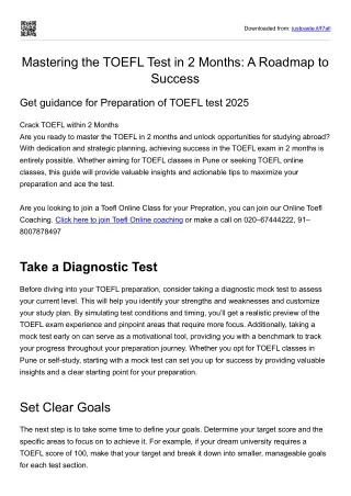 Mastering the TOEFL Test in 2 Months: A Roadmap to Success