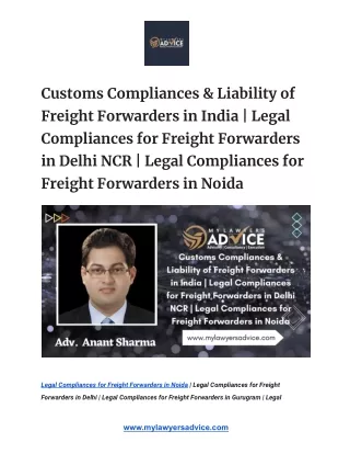 Customs Compliances & Liability of Freight Forwarders in India