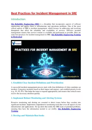 best practices for incident management in sre