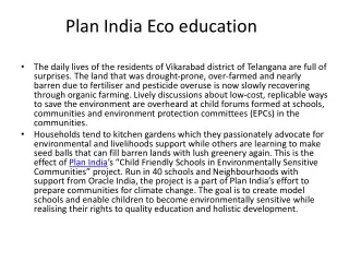 Plan India Eco education