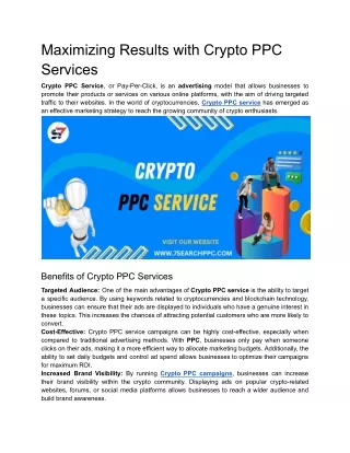 Maximizing Results with Crypto PPC Services