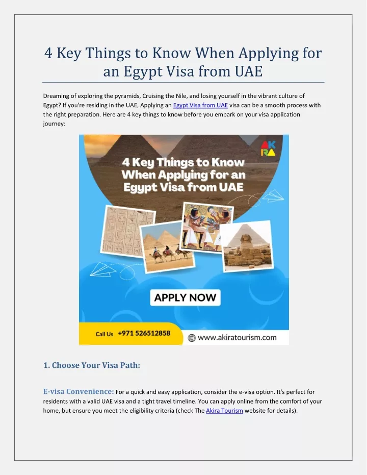 4 key things to know when applying for an egypt