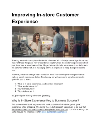 Improving In-store Customer Experience