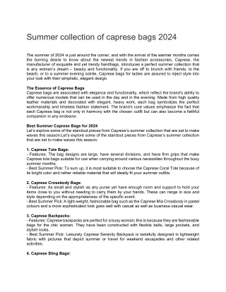 Summer collection of caprese bags 2024