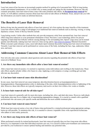Addressing Common Concerns About Laser Hair Removal Side Effects in Midland, Tex