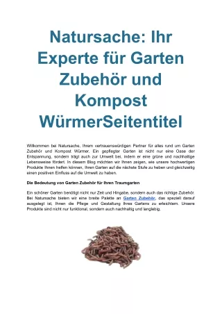 Natursache_ Ihr Experte für Garten Zubehör und Kompost WürmerSeitentitel