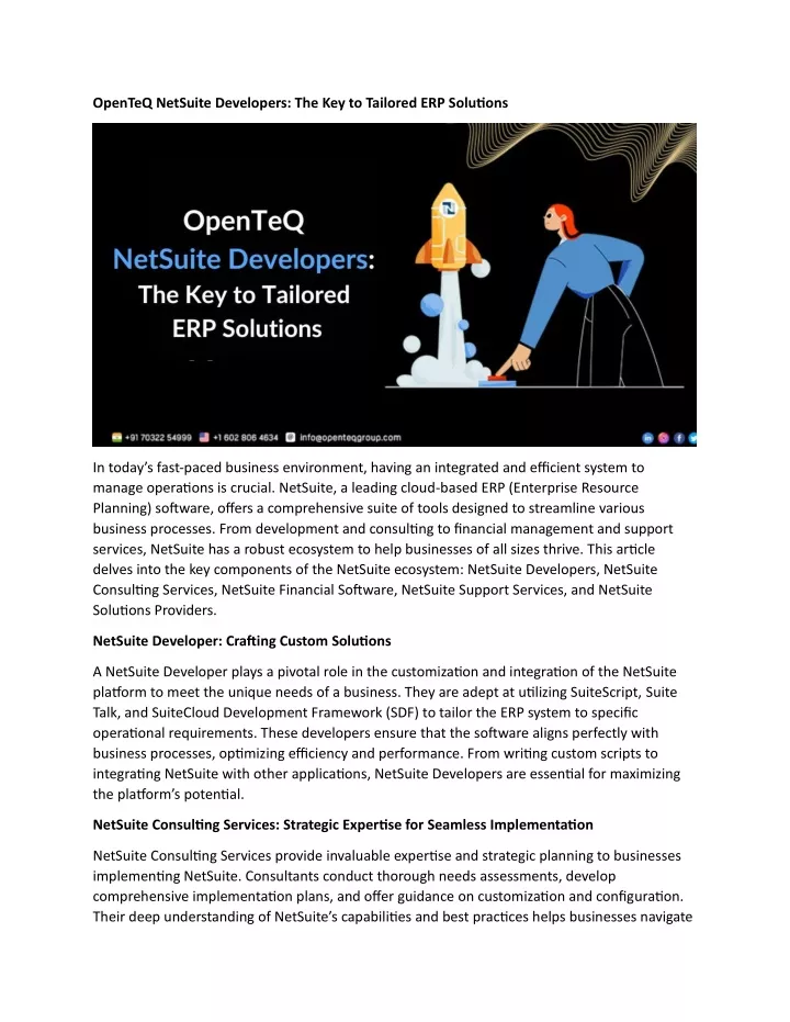 openteq netsuite developers the key to tailored