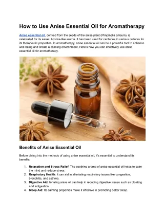 how to use anise essential oil for aromatherapy