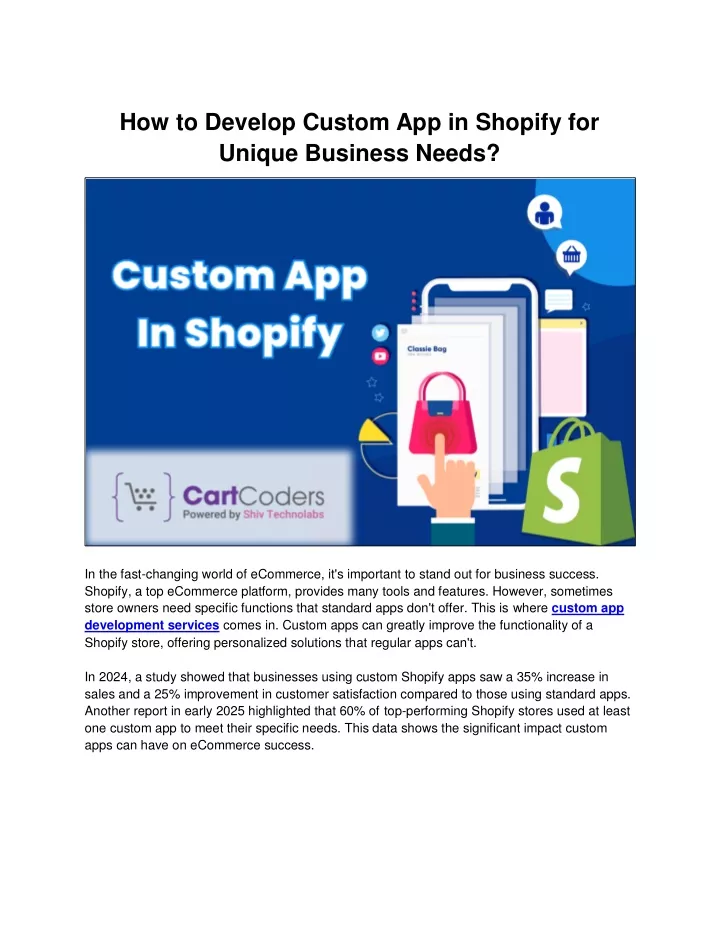 how to develop custom app in shopify for unique