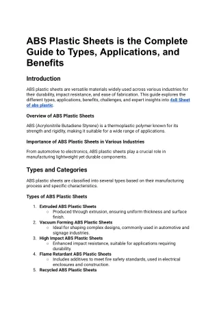 abs plastic sheets is the complete guide to types