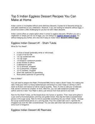 Top 5 Indian Eggless Dessert Recipes You Can Make at Home