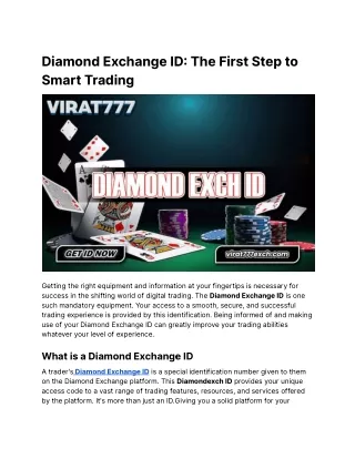 Diamond Exchange ID_ The First Step to Smart Trading