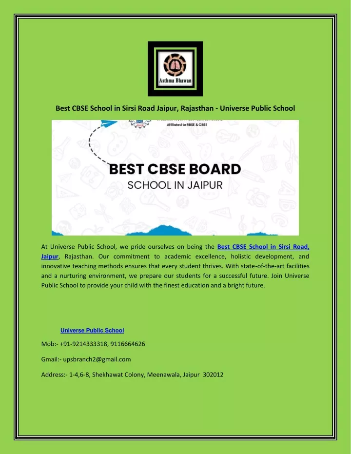 best cbse school in sirsi road jaipur rajasthan