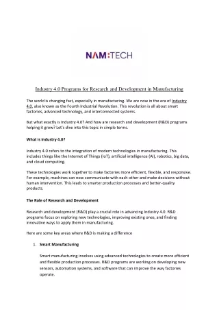 industry 4 0 programs for research