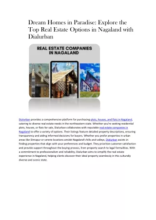 Real Estate Companies in Nagaland