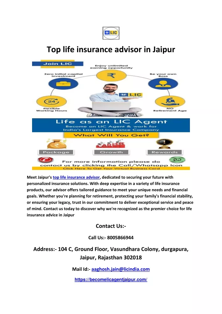 top life insurance advisor in jaipur